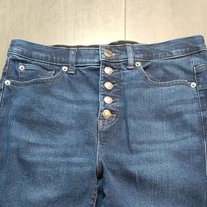 Torrid Bombshell Flare Premium Stretch Boot Cut Button Up Dark Blue Jeans 12T